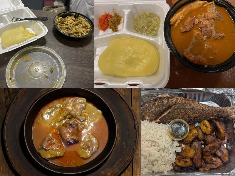 Fufu alongside a bowl of soup